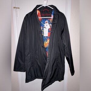Robert Graham Black Trench Coat with Colorful Floral Lining